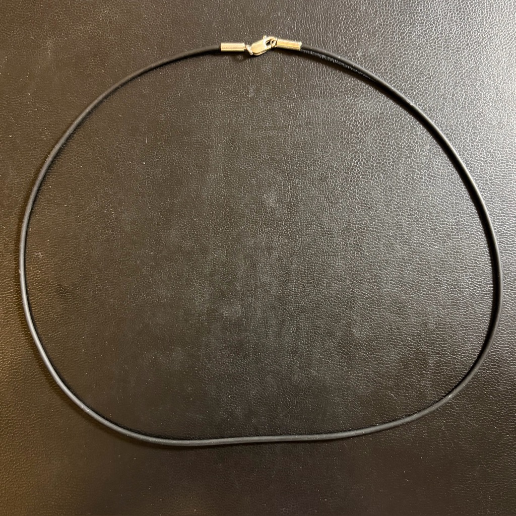 Sterling Silver Black Rubber Cord Necklace 18”